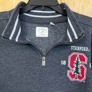 League Mens Stanford University 1/4 Zip Embroidered Sweater Large Gray SP EXC